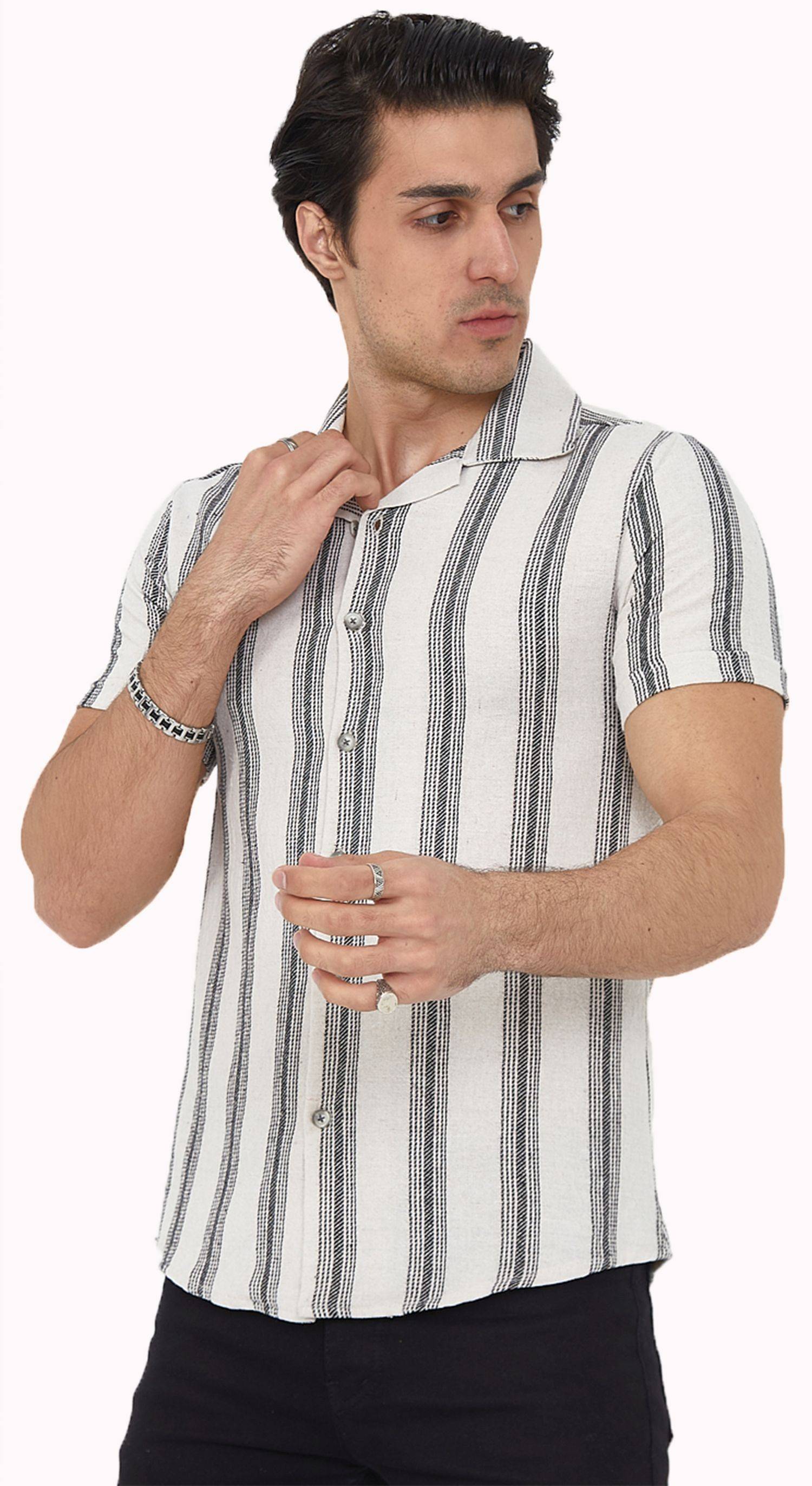 Megaman Herren Freizeit-Hemd Stretch Langarm Hemden | Schwarz | Large