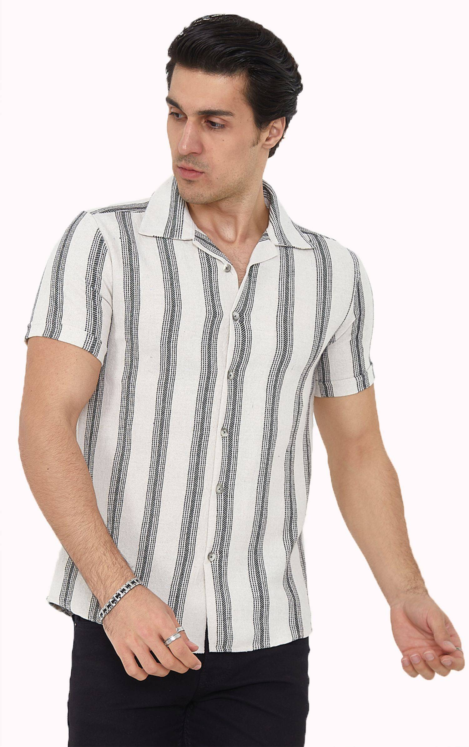 Megaman Herren Freizeit-Hemd Stretch Langarm Hemden | Schwarz | Large