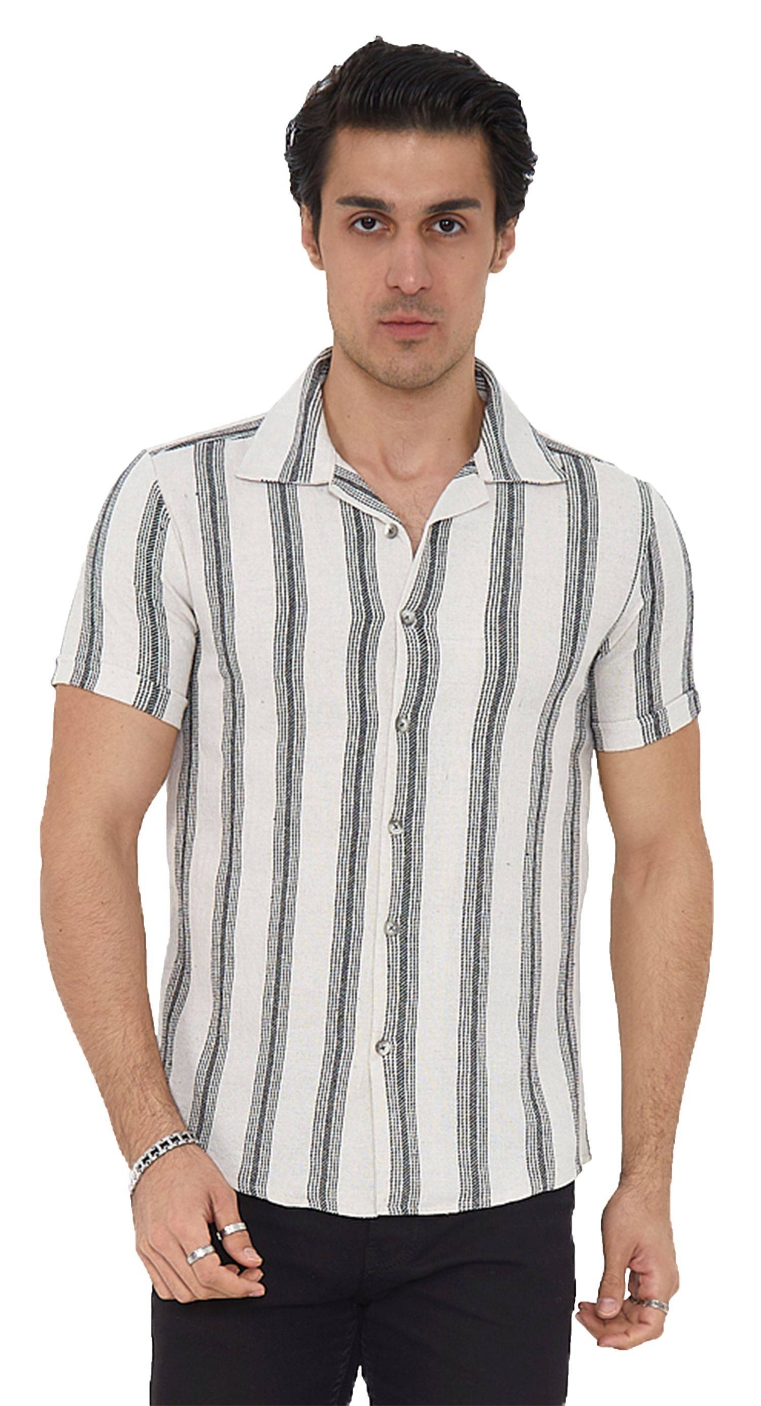 Megaman Herren Freizeit-Hemd Stretch Langarm Hemden | Schwarz | X-Large