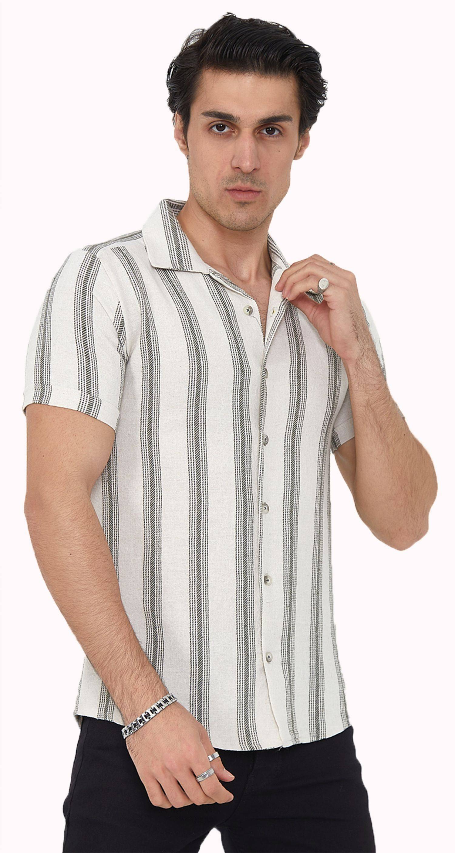 Megaman Herren Freizeit-Hemd Stretch Langarm Hemden | Grün | Small