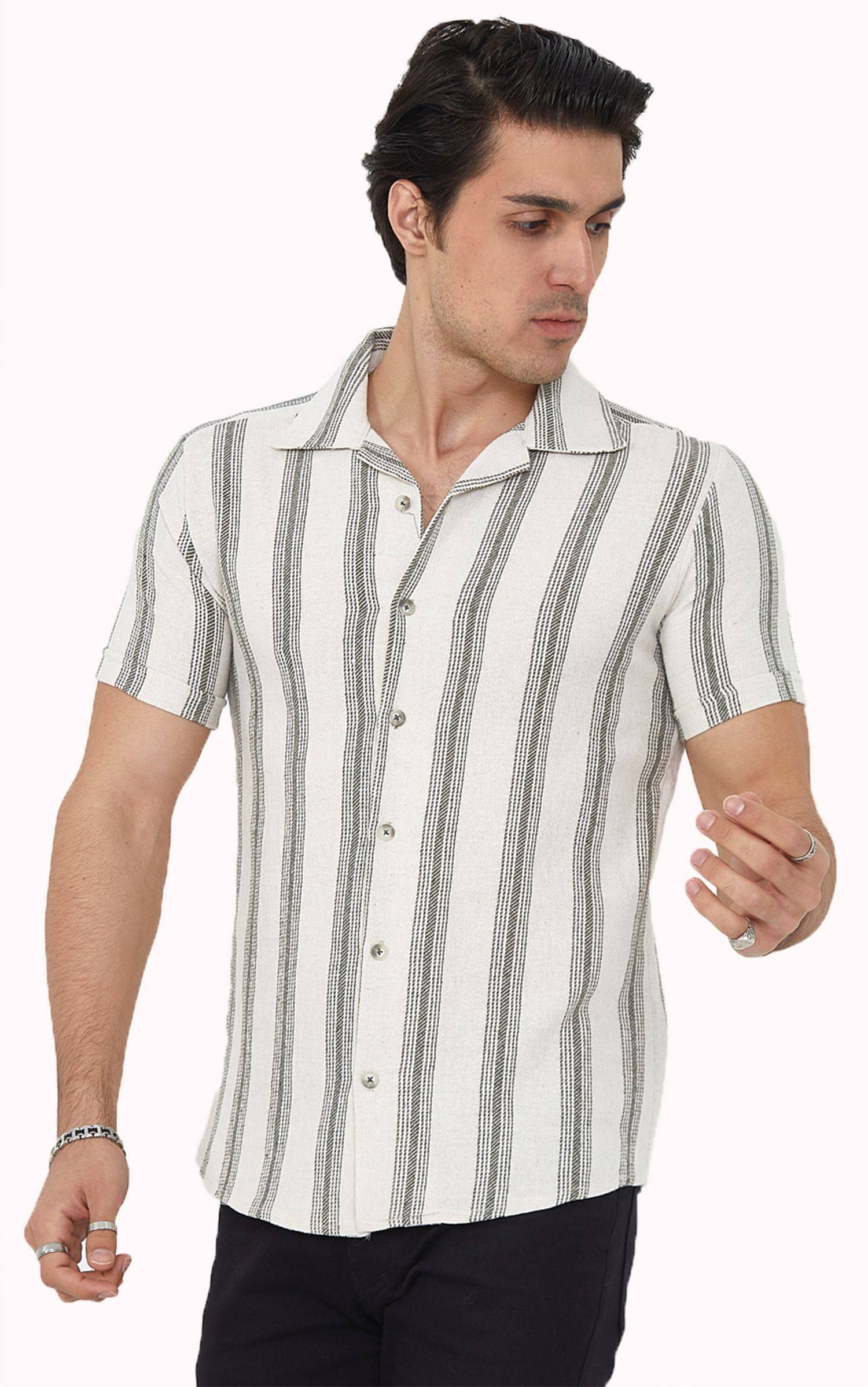 Megaman Herren Freizeit-Hemd Stretch Langarm Hemden | Grün | Small