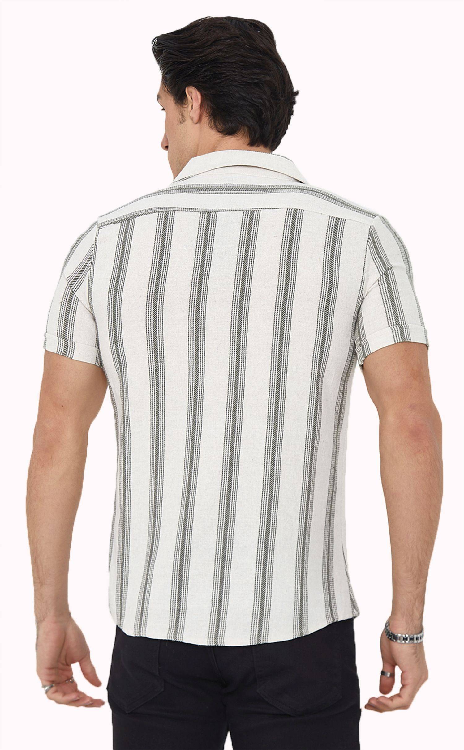 Megaman Herren Freizeit-Hemd Stretch Langarm Hemden | Grün | X-Large