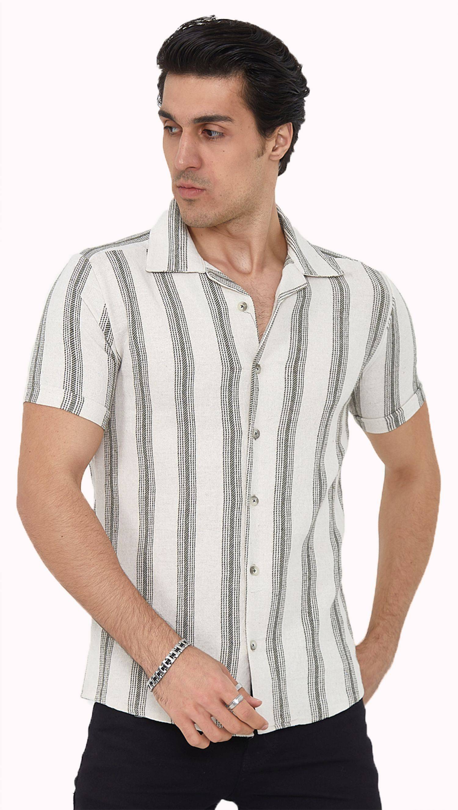 Megaman Herren Freizeit-Hemd Stretch Langarm Hemden | Grün | X-Large