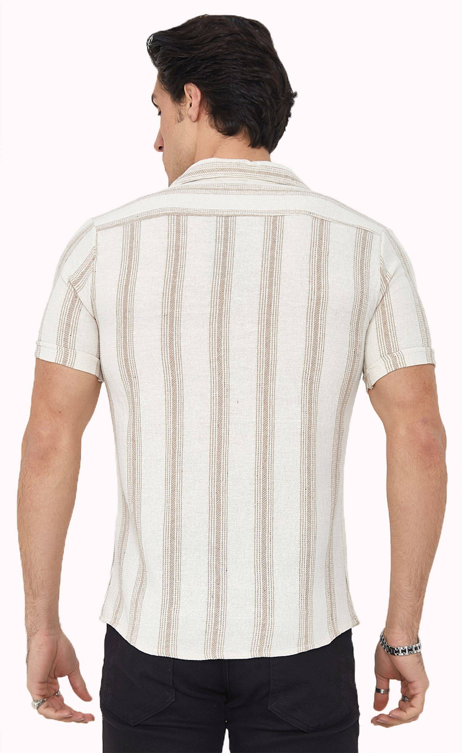 Megaman Herren Freizeit-Hemd Stretch Langarm Hemden | Beige | X-Large