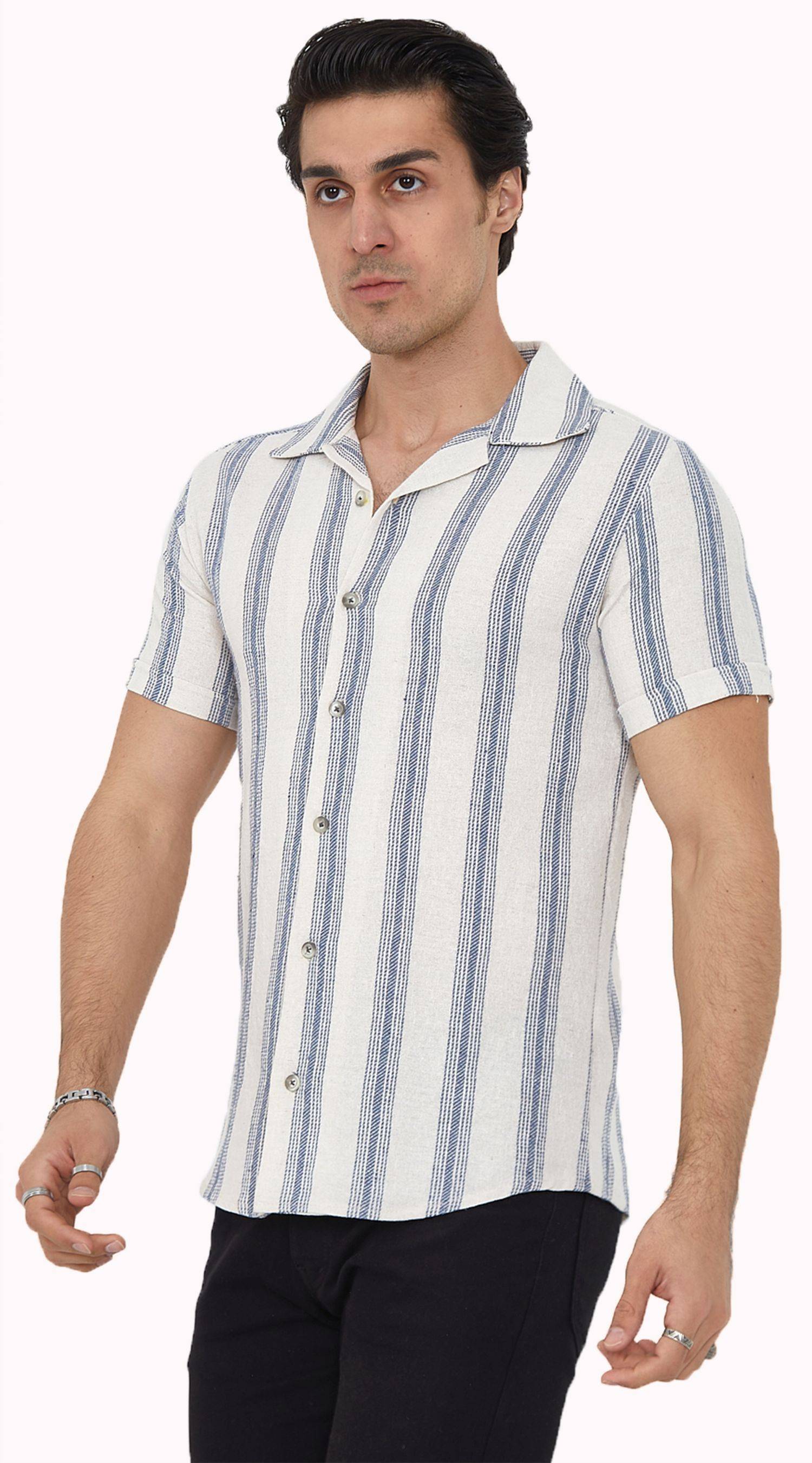 Megaman Herren Freizeit-Hemd Stretch Langarm Hemden | Blau | Large