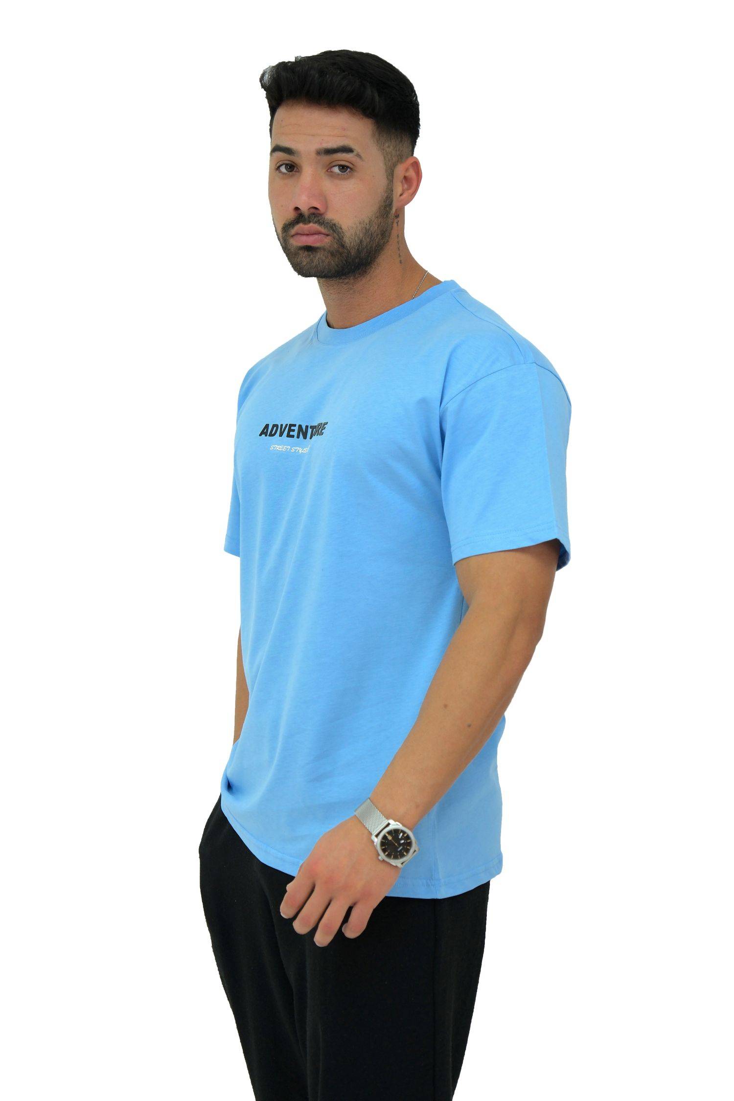 Megaman, Herren T-Shirt, Oversize, Hellblau | Medium