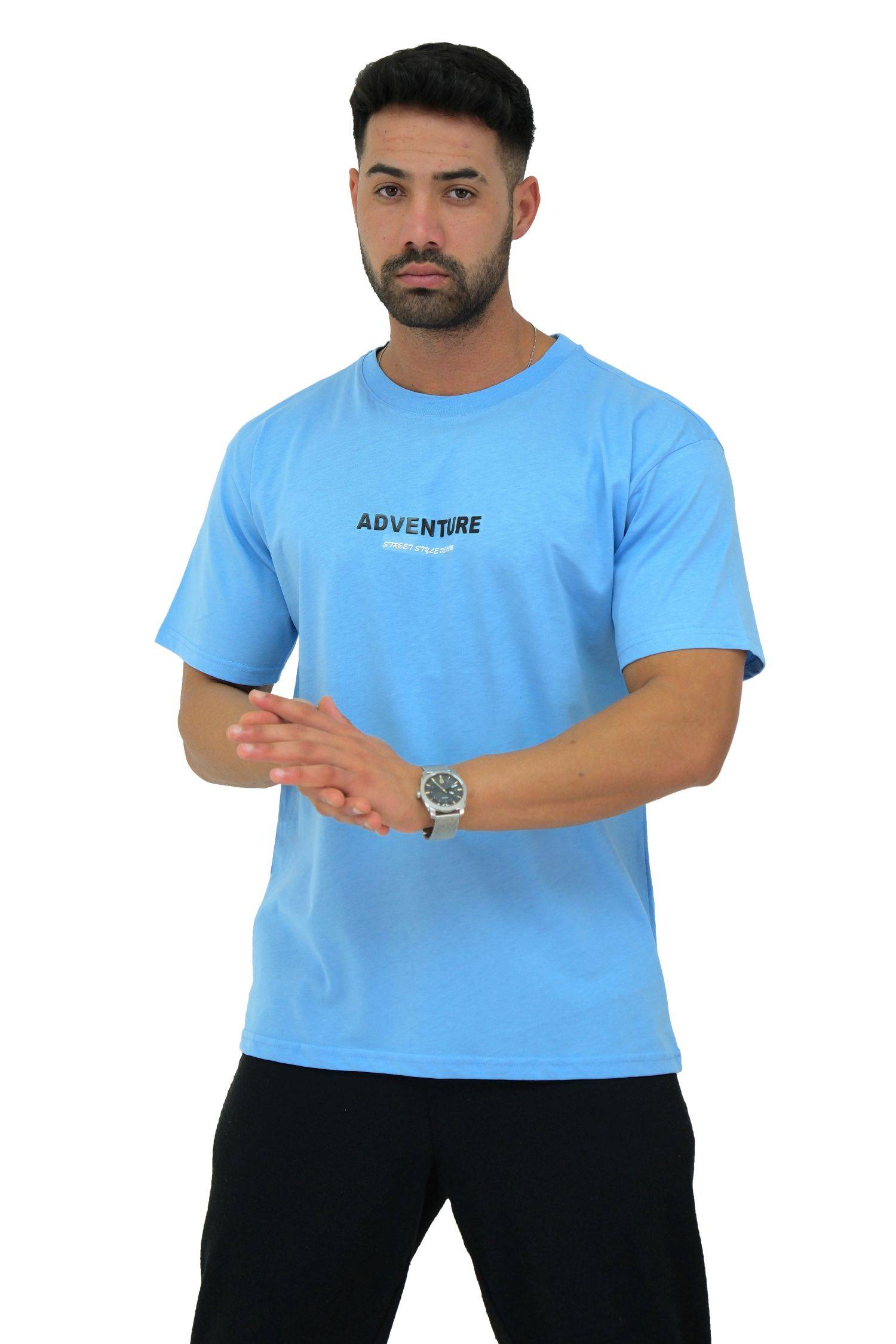 Megaman, Herren T-Shirt, Oversize, Hellblau | X-Large