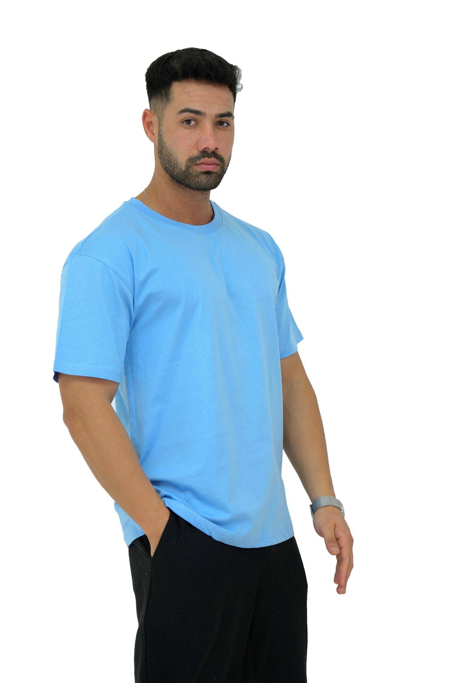 Megaman, Herren T-Shirt, Oversize, Hellblau | Medium