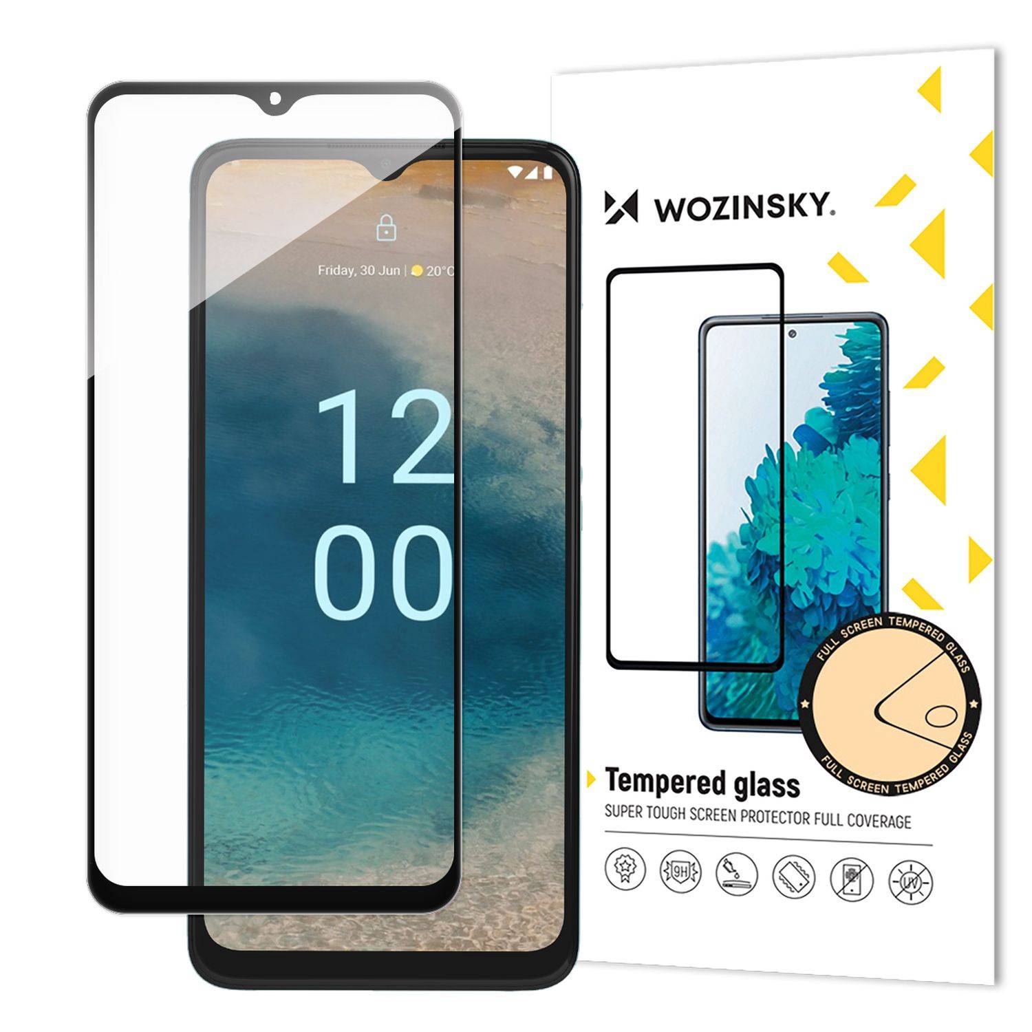 Full Glue Tempered Glass Gehärtetes Glas kompatibel mit Nokia G22 9H Vollbildabdeckung mit schwarzem Rahmen