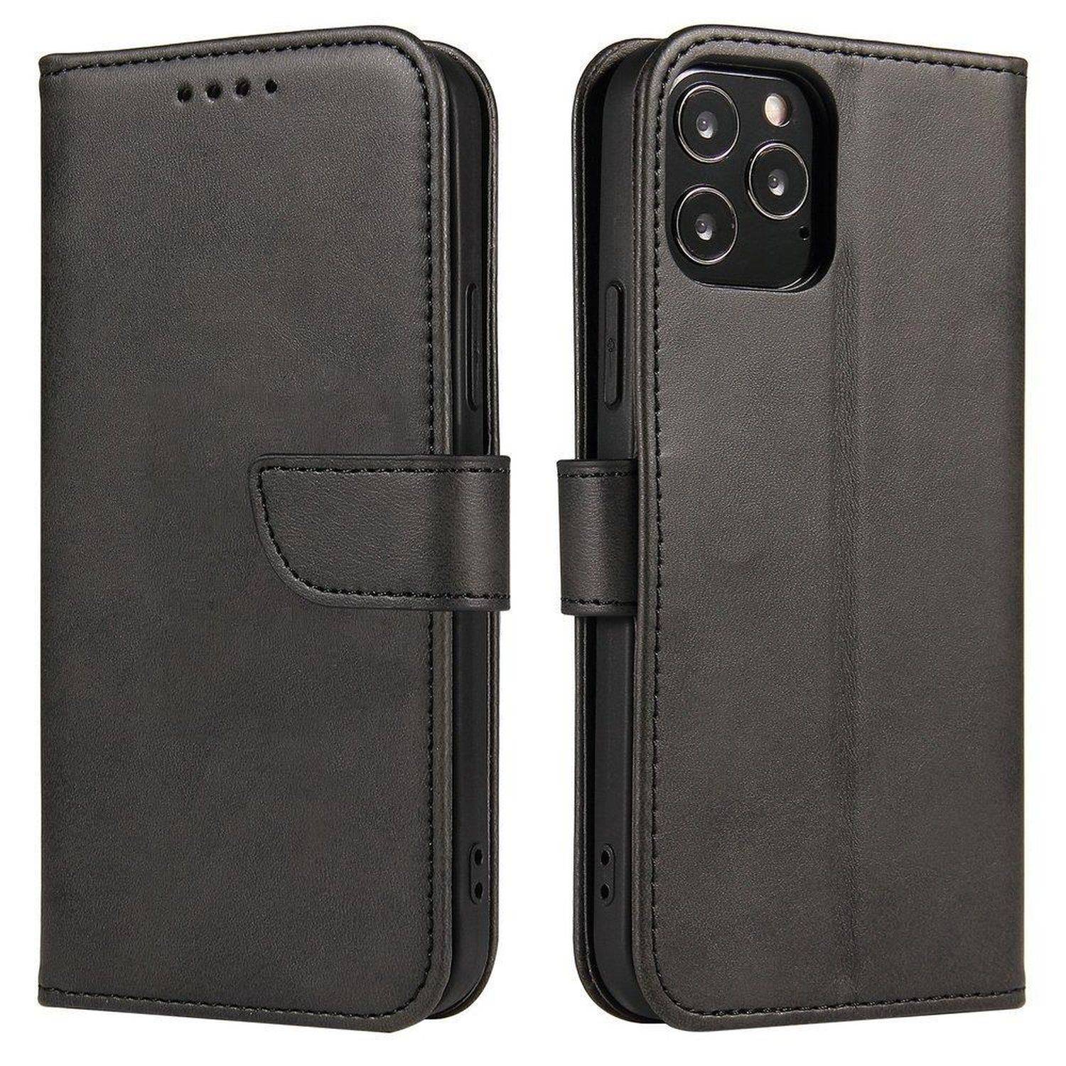 Magnethülle kompatibel mit Xiaomi Redmi 12C Hülle mit Flip Wallet Stand Schwarz