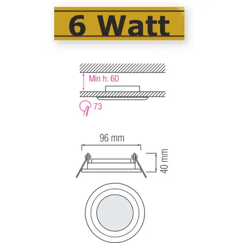 6W LED Panel Glas Einbaustrahler Ø96x96mm Warmweiß 3000K Deckenleuchte Einbau Beleuchtung Rund 6W LED Panel Glas Einbaustrahler Ø96x96mm Warmweiß 3000K Deckenleuchte Einbau Beleuchtung Rund
