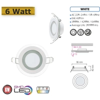 6W LED Panel Glas Einbaustrahler Ø96x96mm Neultralweiß 4200K Deckenleuchte Einbau Beleuchtung Rund 6W LED Panel Glas Einbaustrahler Ø96x96mm Neultralweiß 4200K Deckenleuchte Einbau Beleuchtung Rund
