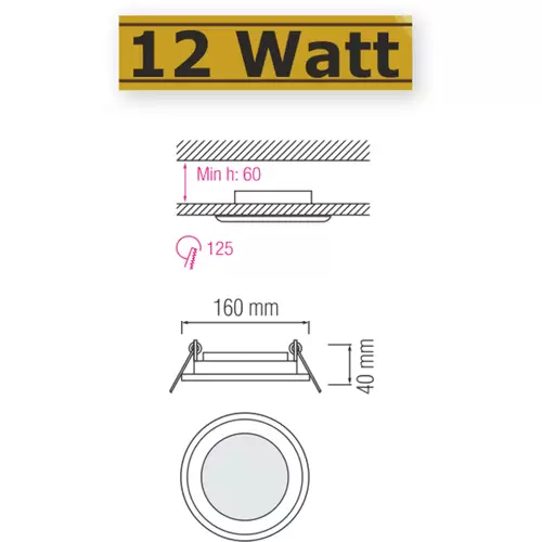 12W LED Panel Glas Einbaustrahler Ø160x160mm Kaltweiß 6500K Deckenleuchte Einbau Beleuchtung Rund 12W LED Panel Glas Einbaustrahler Ø160x160mm Kaltweiß 6500K Deckenleuchte Einbau Beleuchtung Rund