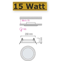 15W LED Panel Glas Einbaustrahler Ø200x200mm Kaltweiß 6500K Deckenleuchte Einbau Beleuchtung Rund 15W LED Panel Glas Einbaustrahler Ø200x200mm Kaltweiß 6500K Deckenleuchte Einbau Beleuchtung Rund