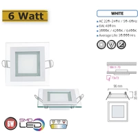 6W LED Panel Glas Einbaustrahler Ø96x96mm Warmweiß 3000K Deckenleuchte Einbau Beleuchtung Eckig 6W LED Panel Glas Einbaustrahler Ø96x96mm Warmweiß 3000K Deckenleuchte Einbau Beleuchtung Eckig