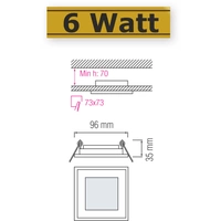 6W LED Panel Glas Einbaustrahler Ø96x96mm Neultralweiß 4200K Deckenleuchte Einbau Beleuchtung Eckig 6W LED Panel Glas Einbaustrahler Ø96x96mm Neultralweiß 4200K Deckenleuchte Einbau Beleuchtung Eckig