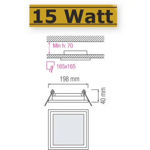15W LED Panel Glas Einbaustrahler Ø200x200mm Warmweiß 3000K Deckenleuchte Einbau Beleuchtung Eckig 15W LED Panel Glas Einbaustrahler Ø200x200mm Warmweiß 3000K Deckenleuchte Einbau Beleuchtung Eckig
