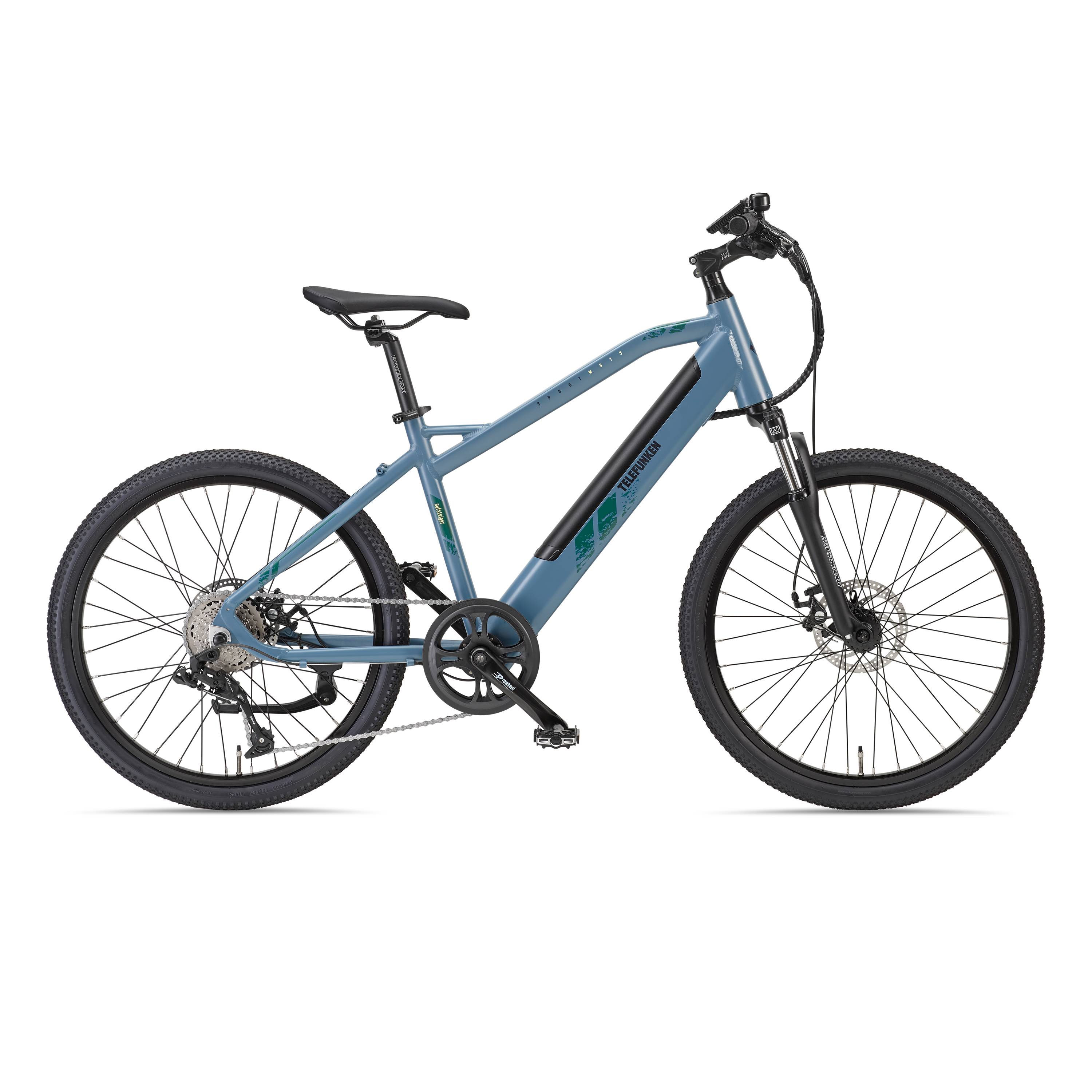Telefunken E-Bike MTB M915 24 Zoll mit 8 Gang Kettenschaltung - Hinterradmotor 250W /12,8Ah /36V Lithium-Ionen-Akku