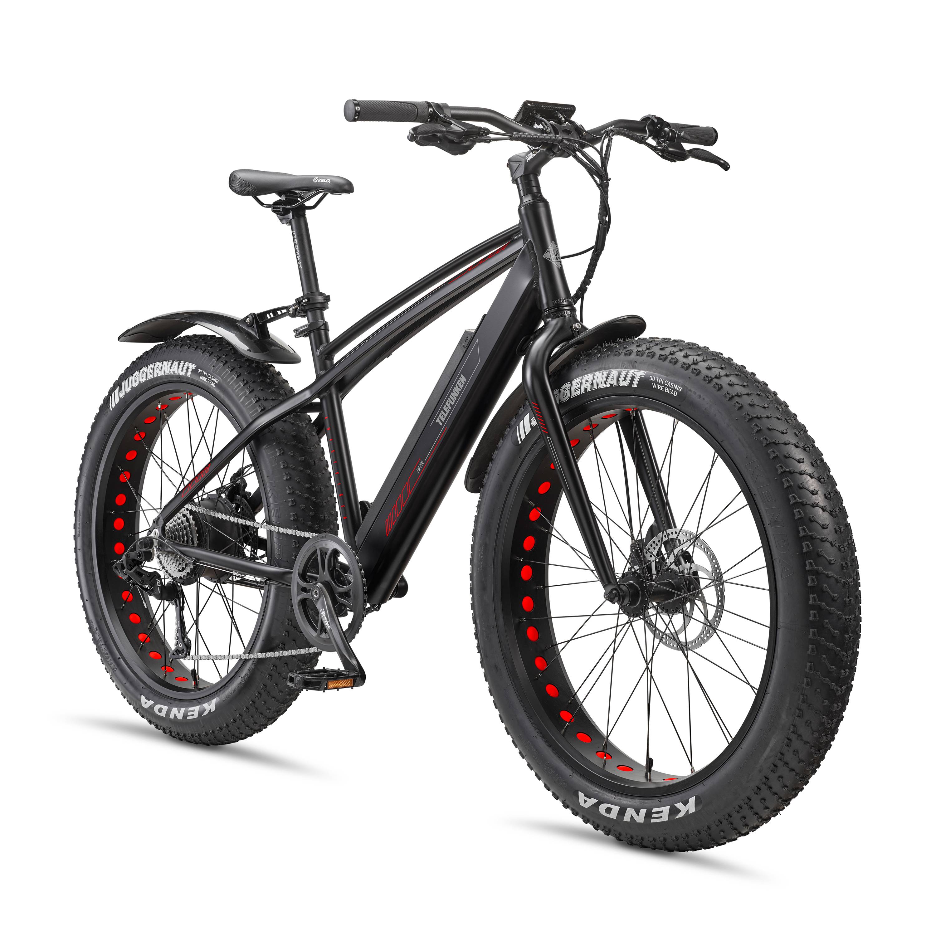 Telefunken E-Bike FM350 26 Zoll Fatbike mit 8 Gang Kettenschaltung - Hinterradmotor 250W /16Ah / 36V Lithium-Ionen-Akku
