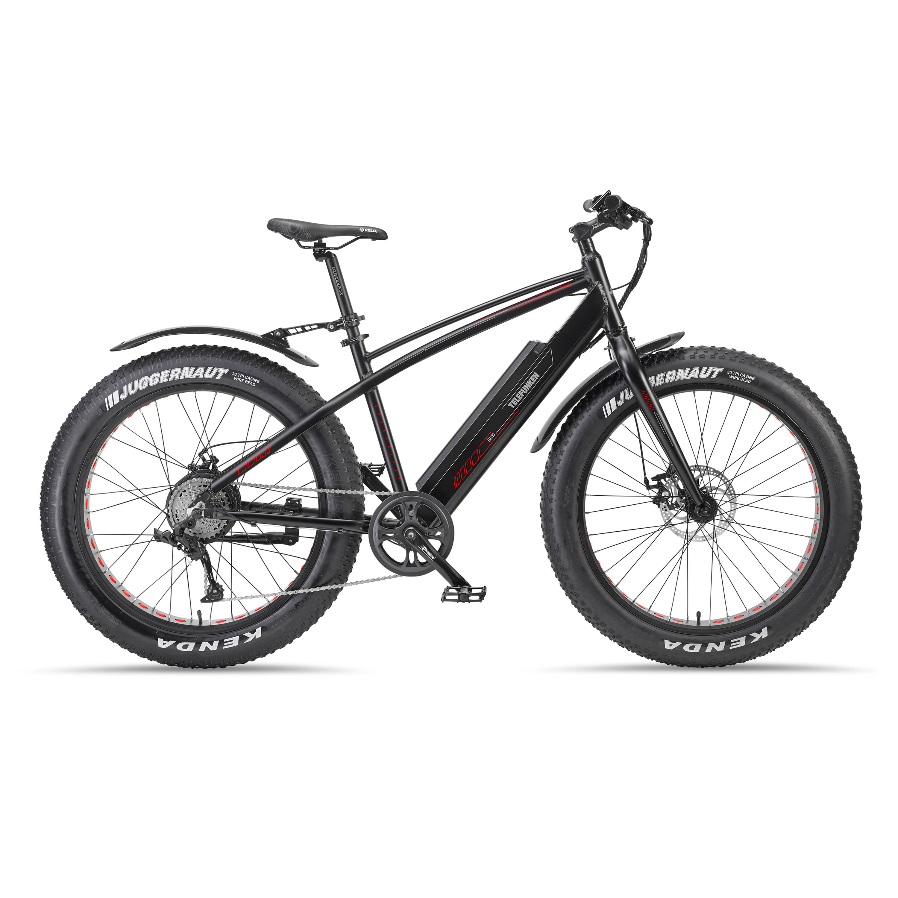 Telefunken E-Bike FM350 26 Zoll Fatbike mit 8 Gang Kettenschaltung - Hinterradmotor 250W /16Ah / 36V Lithium-Ionen-Akku