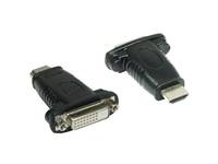Zwei DVI-Steckeradapter auf weißem Hintergrund, einer mit einem DVI-Stecker und einer mit einer entsprechenden Buchse.