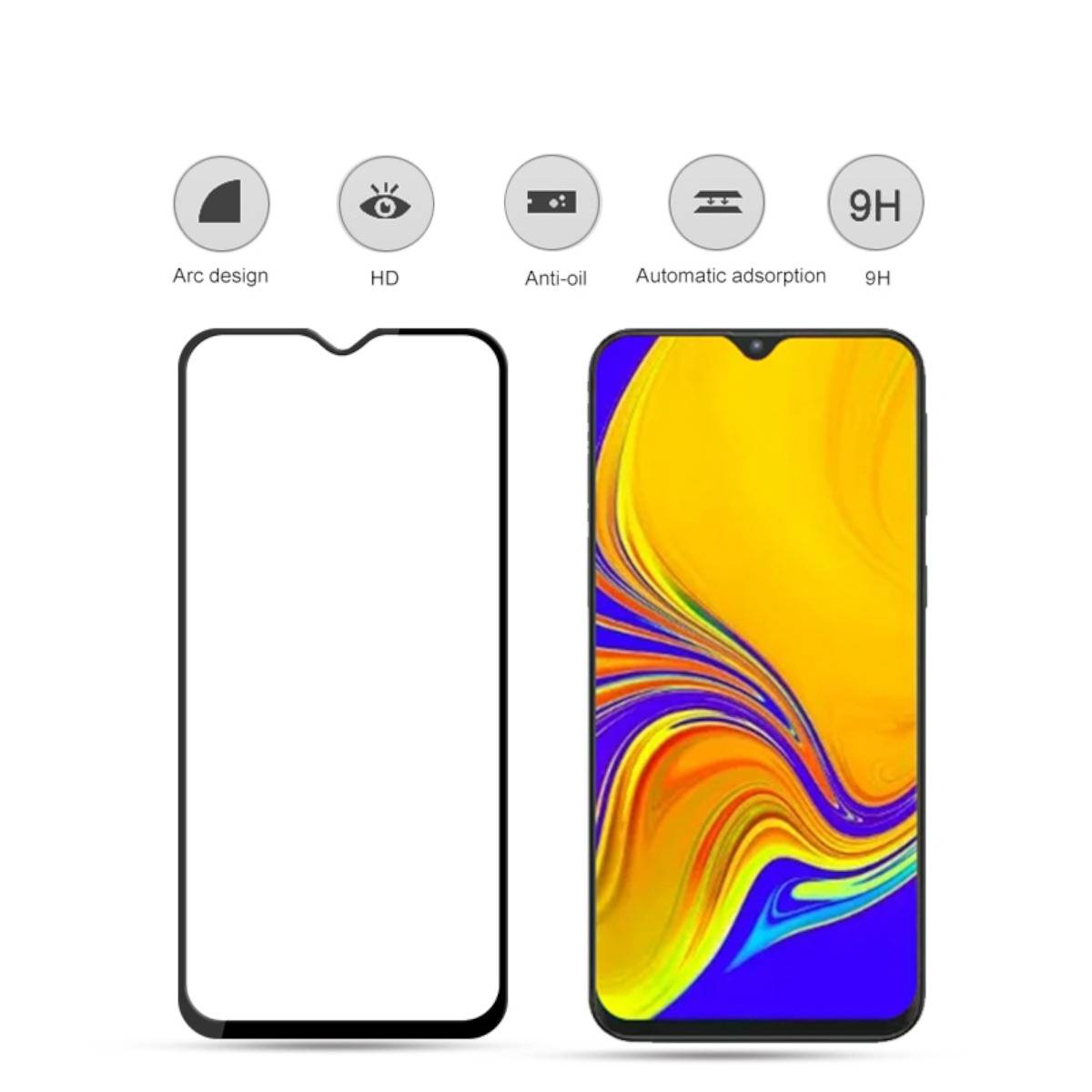 Für Samsung Galaxy A20S A207F 3D Premium 0,3 mm H9 Hart Glas Schwarz Folie Schutz Hülle Neu