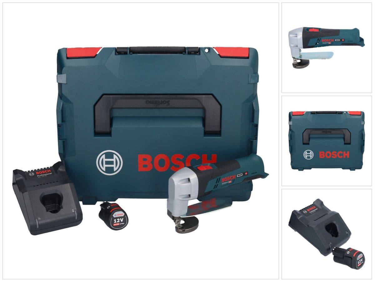 Bosch GSC 12V-13 Professional Akku Blechschere 12 V + 1x Akku 3,0 Ah + Ladegerät + L-Boxx