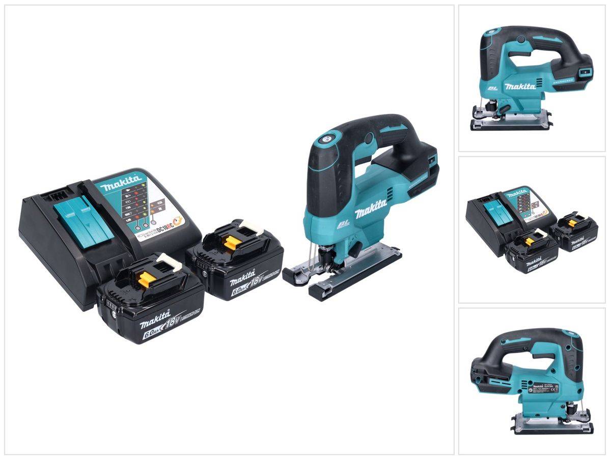 Makita DJV 184 RG Akku Pendelhub Stichsäge 18 V Brushless + 2x Akku 6,0 Ah + Ladegerät
