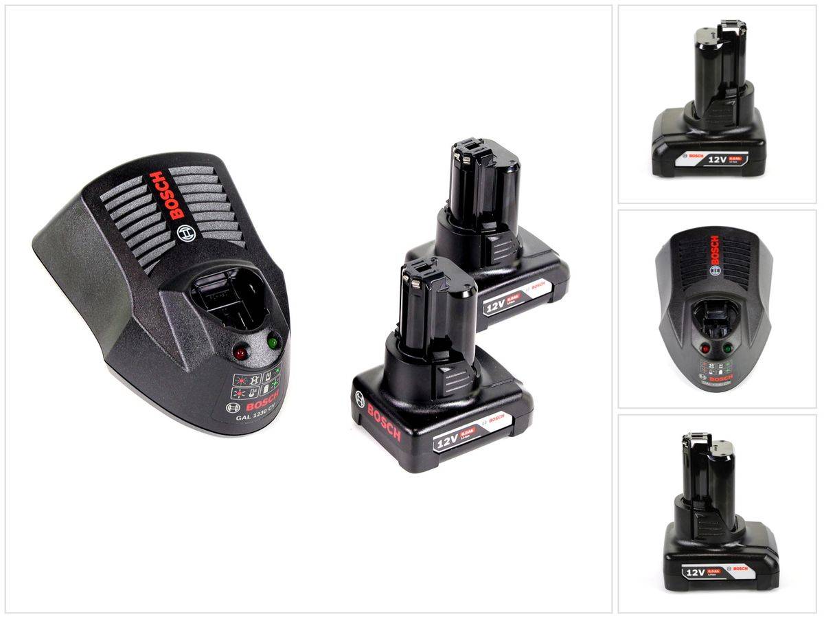 Bosch Starter-Set 12V mit 2x 6,0Ah Akkus + Schnellladegerät