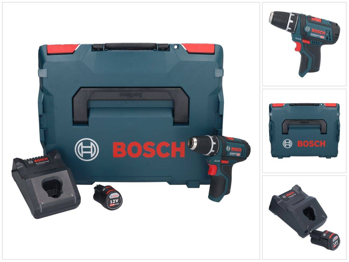 Bosch GSR 12V-15 Professional Akku Bohrschrauber 12 V 30 Nm + 1x Akku 3,0 Ah + Ladegerät + L-Boxx