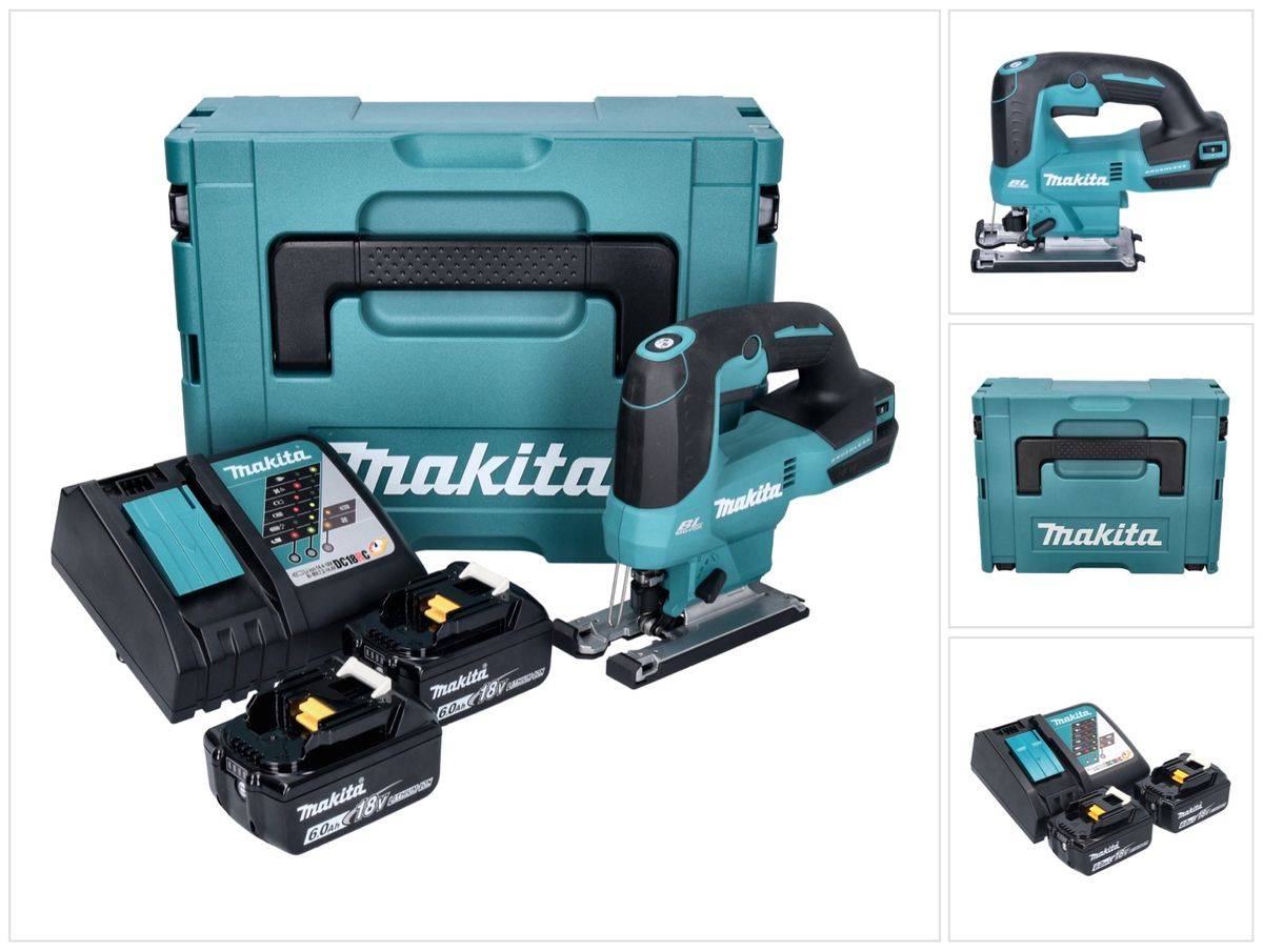 Makita DJV 184 RGJ Akku Pendelhub Stichsäge 18 V Brushless + 2x Akku 6,0 Ah + Ladegerät + Makpac