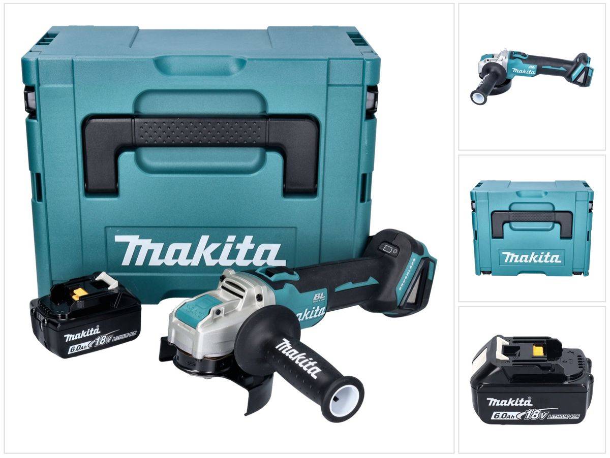 Makita DGA 521 G1X1J Akku Winkelschleifer 18 V 125 mm X-LOCK Brushless + 1x Akku 6,0 Ah + Makpac - ohne Ladegerät