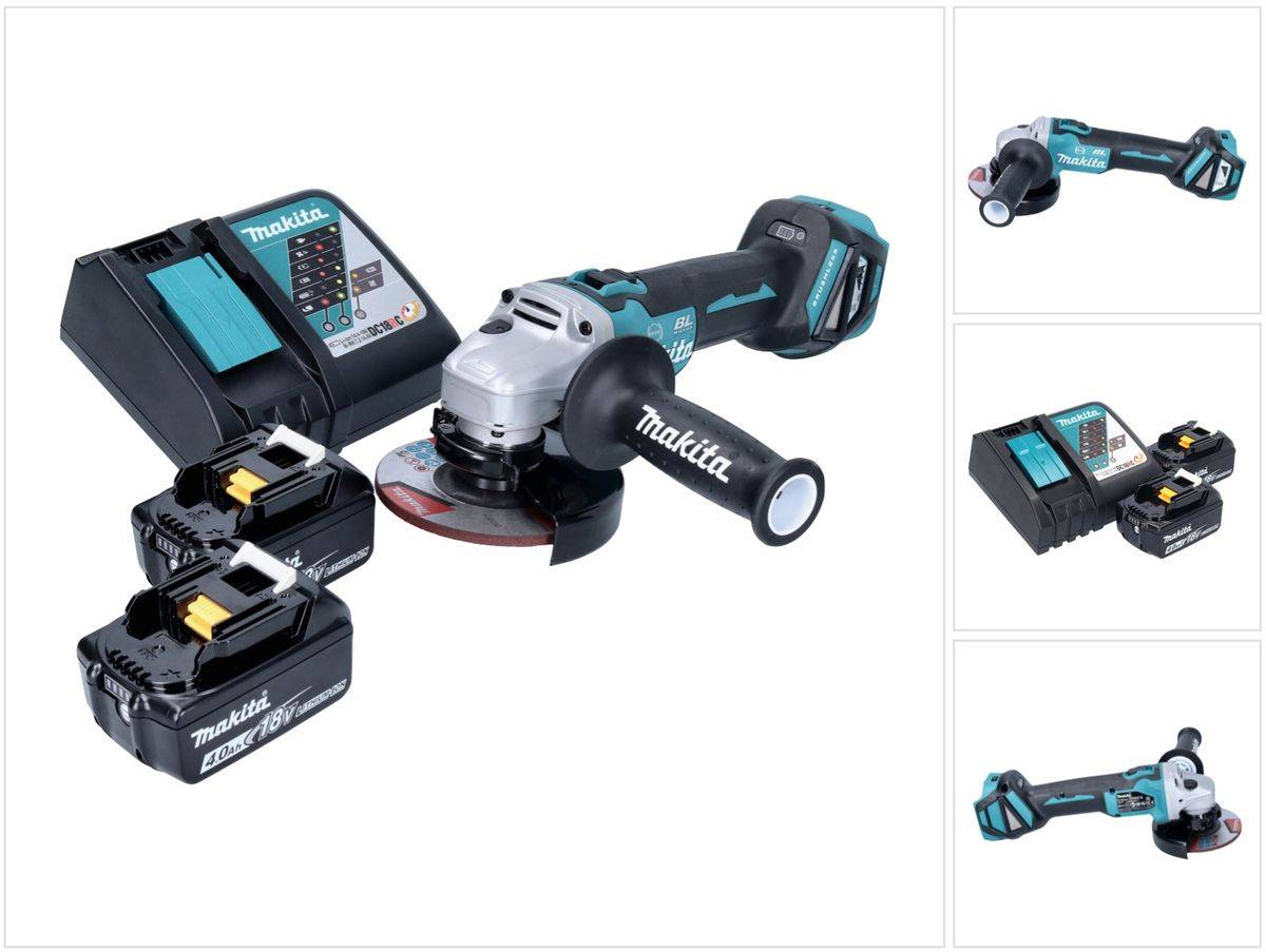 Makita DGA 513 RM Akku Winkelschleifer 18 V 125 mm Brushless + 2x Akku 4,0 Ah + Ladegerät