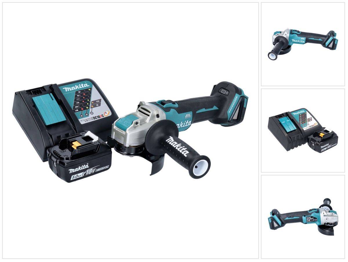 Makita DGA 521 RT1X1 Akku Winkelschleifer 18 V 125 mm X-LOCK Brushless + 1x Akku 5,0 Ah + Ladegerät