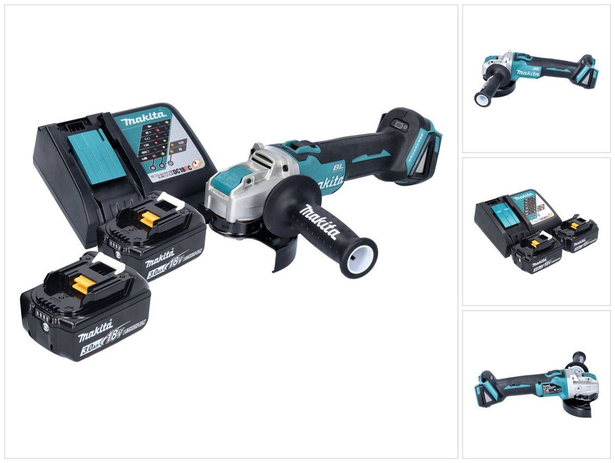 Makita DGA 521 RFX1 Akku Winkelschleifer 18 V 125 mm X-LOCK Brushless + 2x Akku 3,0 Ah + Ladegerät