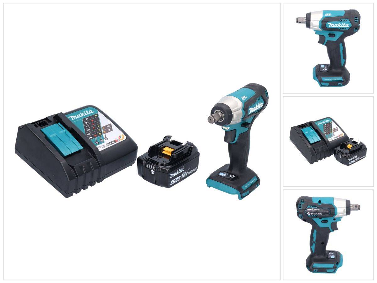 Makita DTW 181 RF Akku Schlagschrauber 18 V 210 Nm 1/2" Brushless + 2x Akku 3,0 Ah + Ladegerät