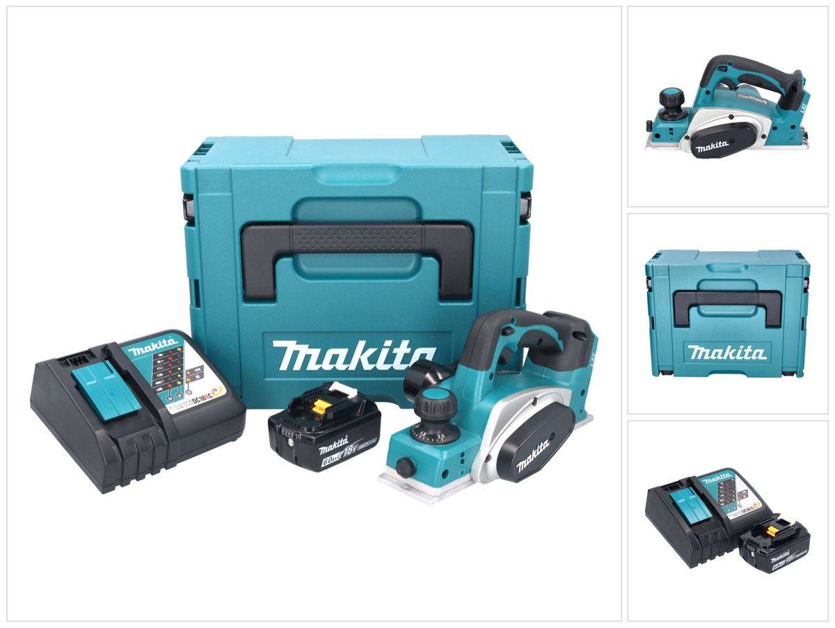 Makita DKP 180 RG1J Akku Hobel 18 V 82 mm + 1x Akku 6,0 Ah + Ladegerät + Makpac