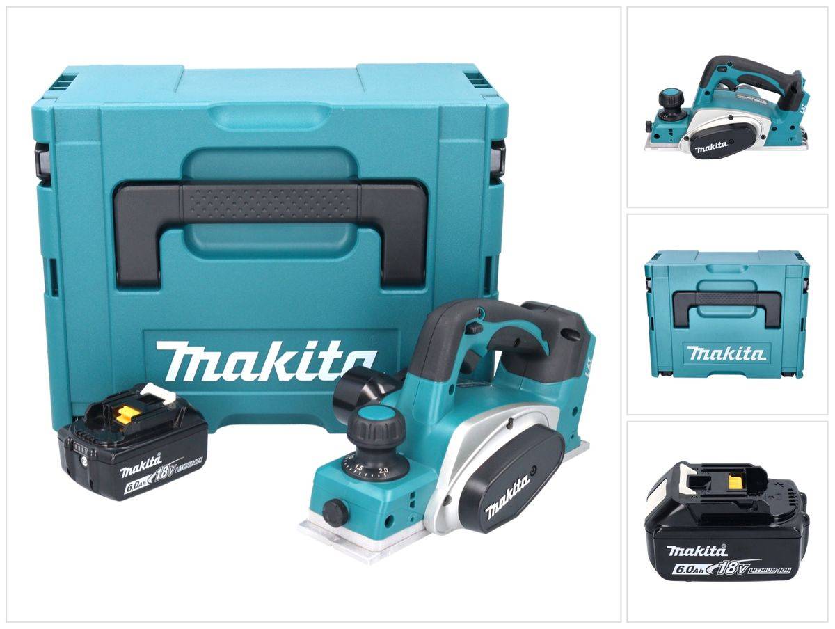 Makita DKP 180 G1J Akku Hobel 18 V 82 mm + 1x Akku 6,0 Ah + Makpac - ohne Ladegerät