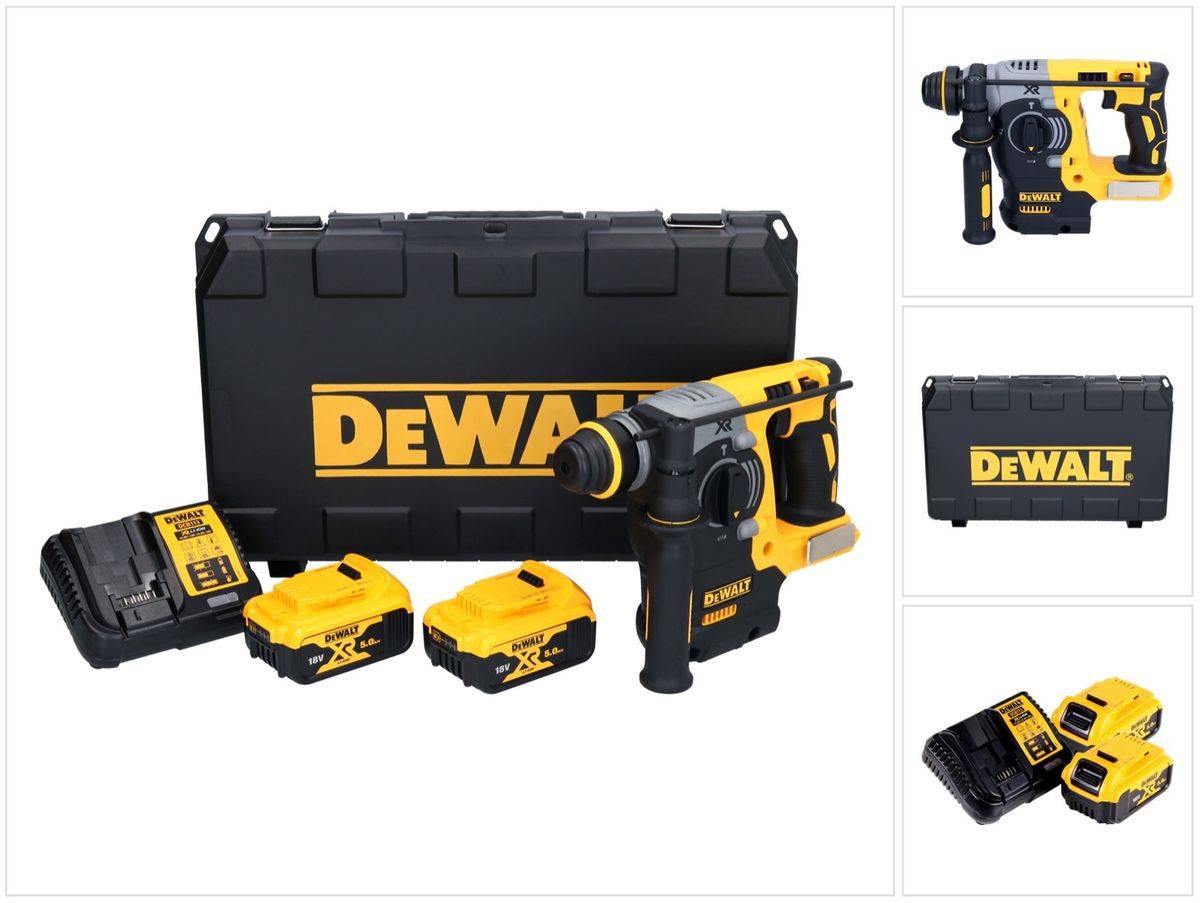 DeWalt DCH 273 P2 Akku Kombihammer 18 V 2,1 J SDS Plus Brushless + 2x Akku 5,0 Ah + Ladegerät + Koffer