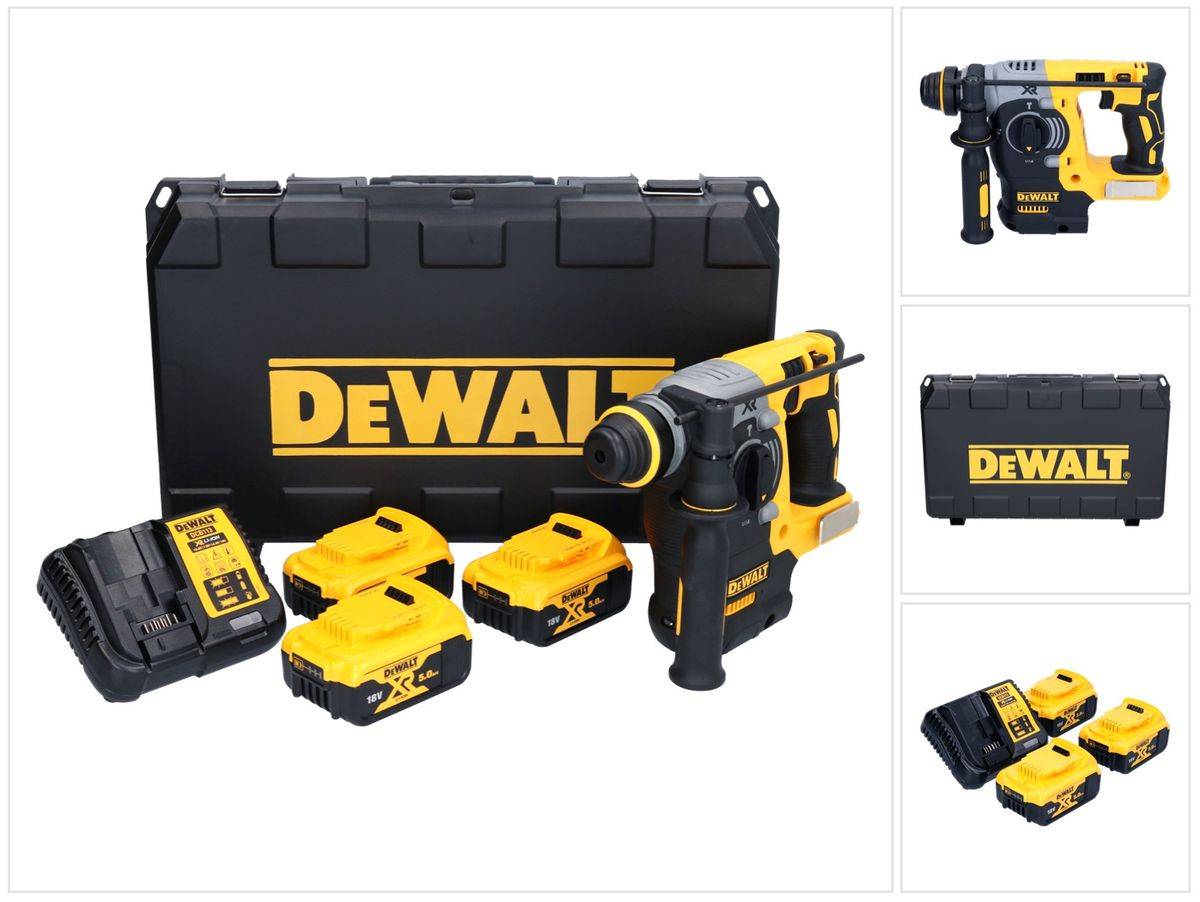 DeWalt DCH 273 P3 Akku Kombihammer 18 V 2,1 J SDS Plus Brushless + 3x Akku 5,0 Ah + Ladegerät + Koffer