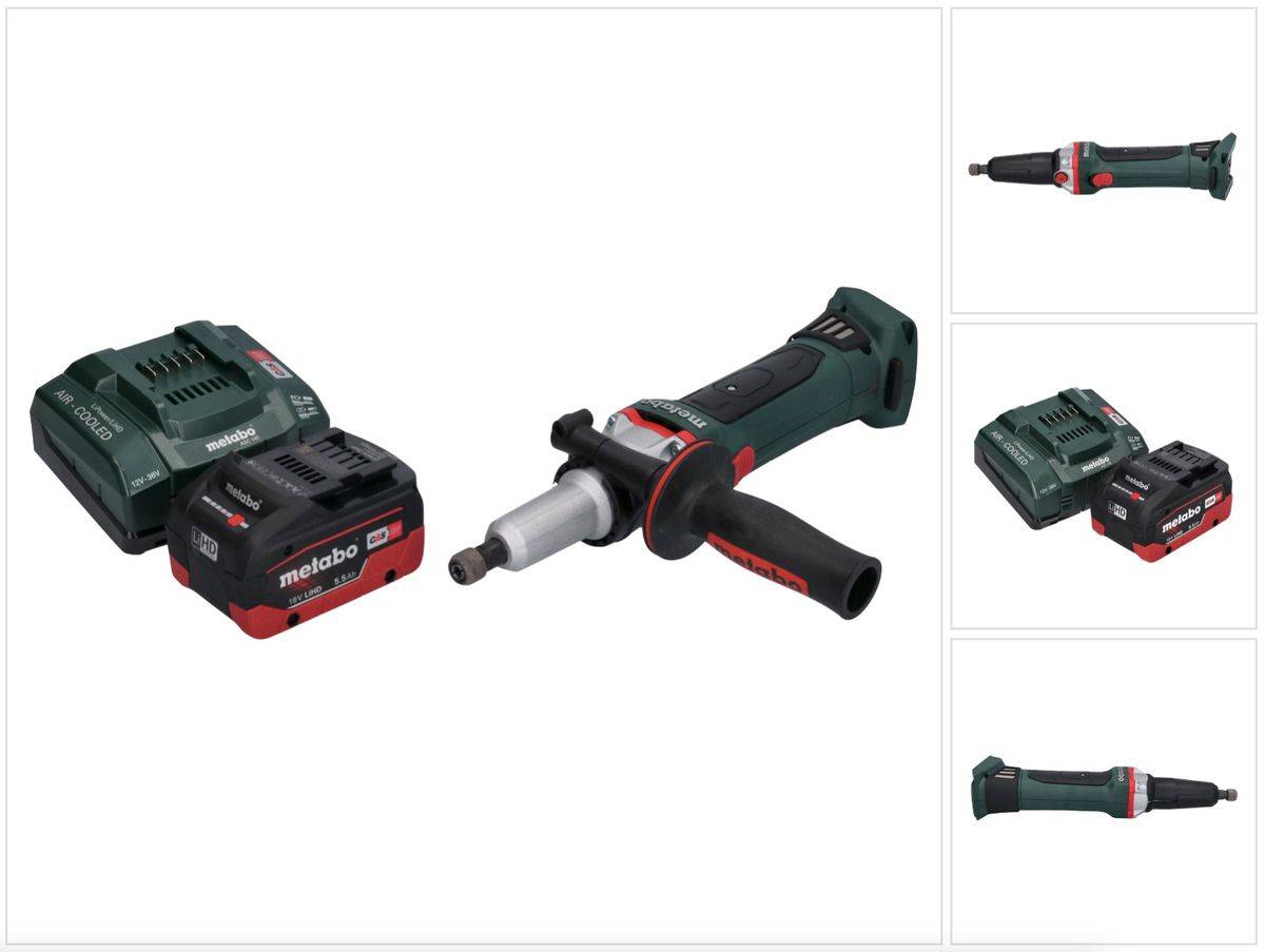 Metabo GA 18 LTX G Akku Geradschleifer 18 V 6 mm + 1x Akku 5,5 Ah + Ladegerät