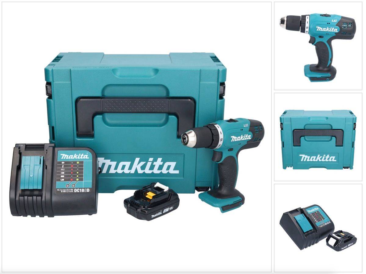 Makita DDF 453 SY1J Akku Bohrschrauber 18 V 42 Nm + 1x Akku 1,5 Ah + Ladegerät + Makpac