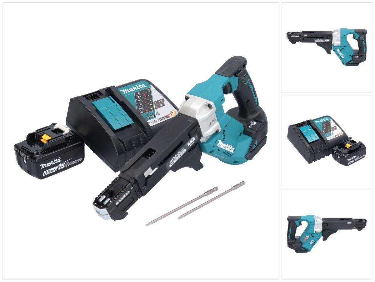 Makita DFR 551 RG1 Akku Magazinschrauber 18 V 25 - 55 mm Brushless + 1x Akku 6,0 Ah + Ladegerät