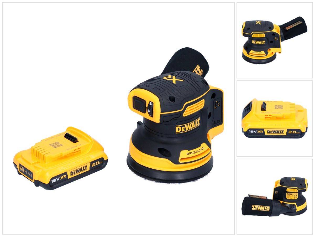 DeWalt DCW 210 N Akku Exzenterschleifer 18 V 125 mm Brushless + 1x Akku 2,0 Ah - ohne Ladegerät