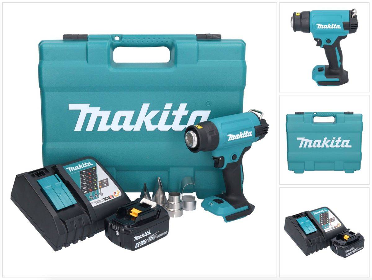 Makita DHG 181 RM1K Akku Heißluftgebläse 18 V 150 - 550°C + 1x Akku 4,0 Ah + Ladegerät + Koffer