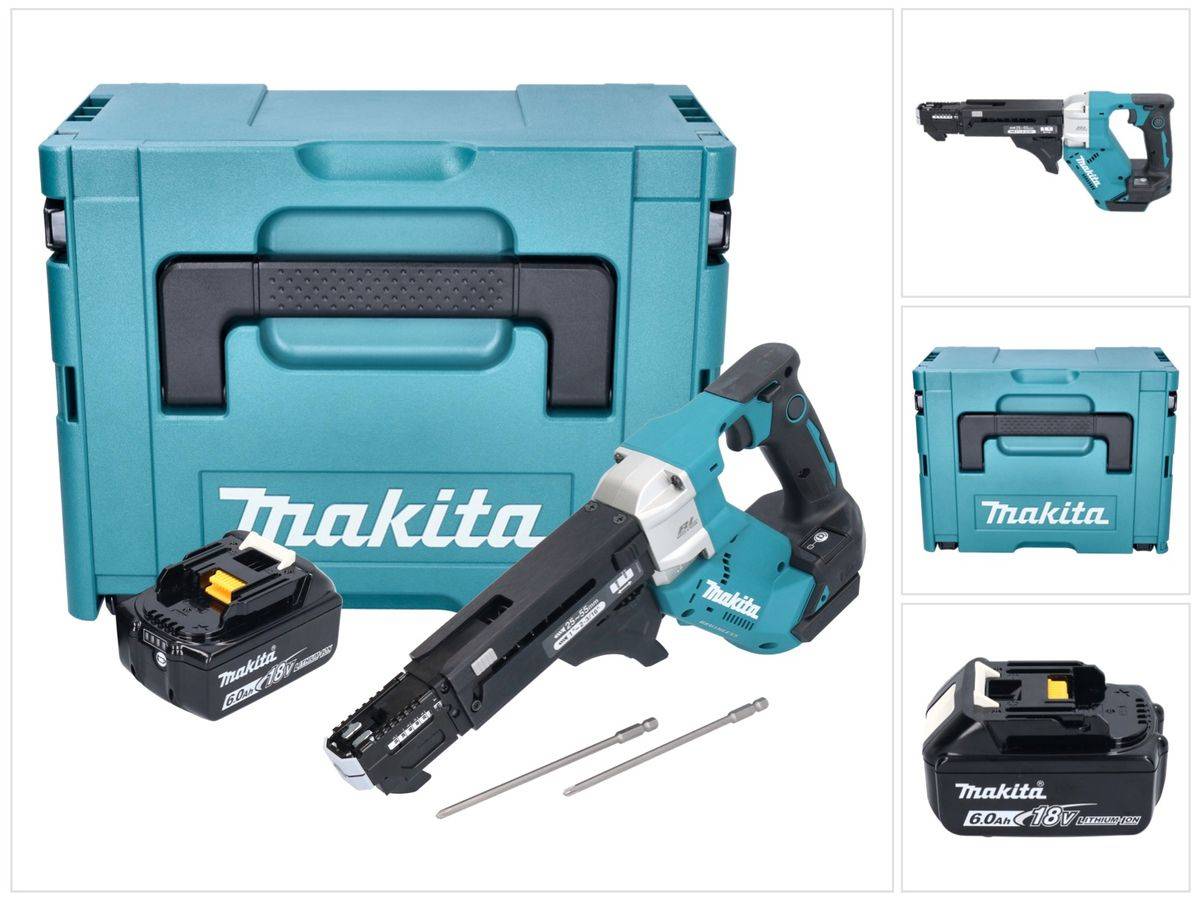 Makita DFR 551 G1J Akku Magazinschrauber 18 V 25 - 55 mm Brushless + 1x Akku 6,0 Ah + Makpac - ohne Ladegerät