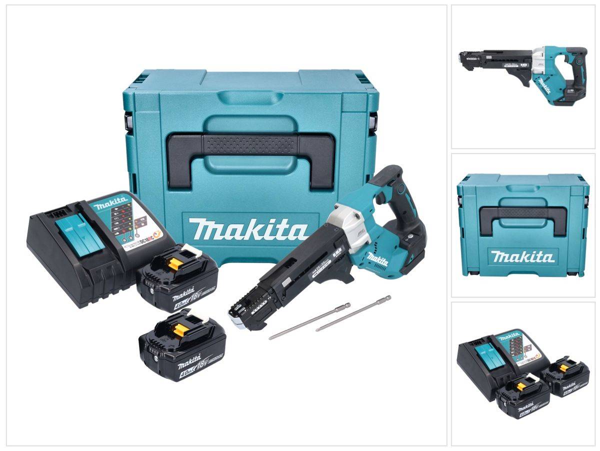 Makita DFR 551 RMJ Akku Magazinschrauber 18 V 25 - 55 mm Brushless + 2x Akku 4,0 Ah + Ladegerät + Makpac