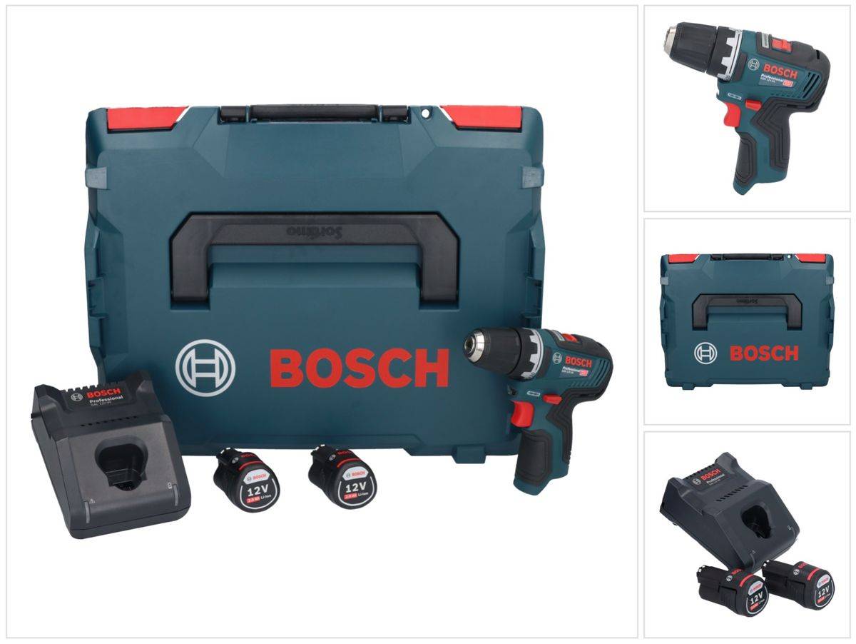 Bosch GSR 12V-35 Professional Akku Bohrschrauber 12 V 35 Nm Brushless + 2x Akku 2,0 Ah + Ladegerät + L-Boxx