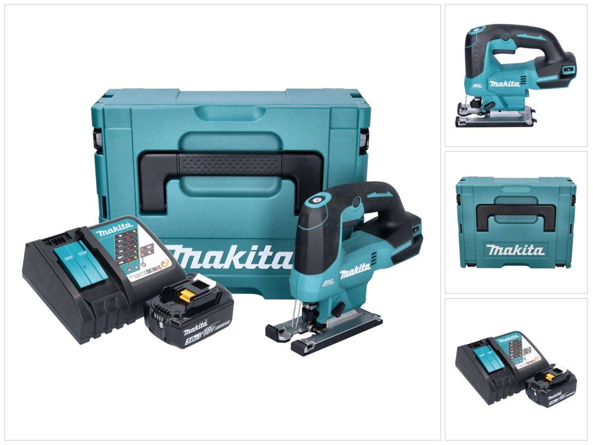 Makita DJV 184 RF1J Akku Pendelhub Stichsäge 18 V Brushless + 1x Akku 3,0 Ah + Ladegerät + Makpac