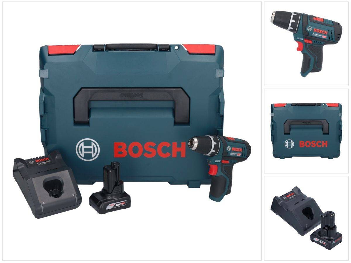 Bosch GSR 12V-15 Professional Akku Bohrschrauber 12 V 30 Nm + 1x Akku 6,0 Ah + Ladegerät + L-Boxx